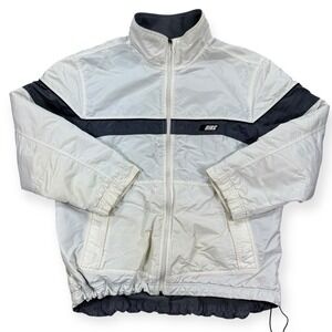 Vintage 90s Nike Track Jacket Men's Medium White Zip Up Fleece Nylon Windbreaker